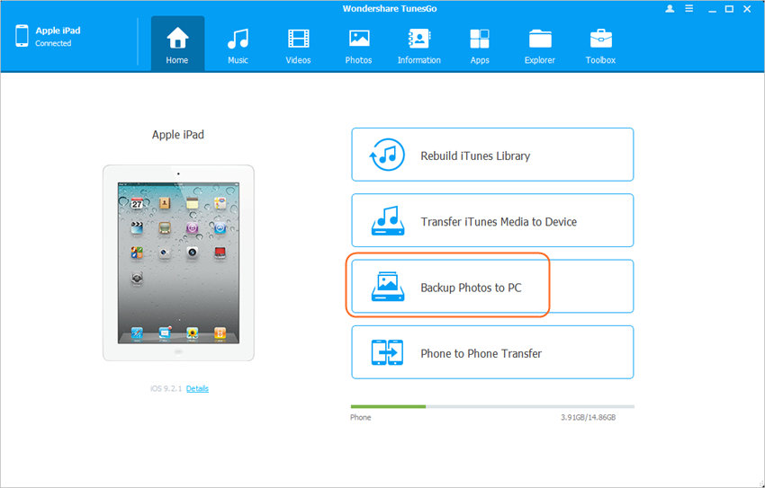 Back up van iPad bestanden naar een Externe hardeschijf - tuensgo step 2