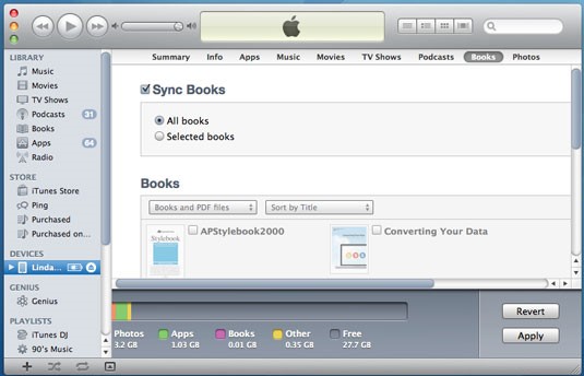 Transfer PDF Files from PC to iPad with iTunes - check the checkbox in terms of your needs