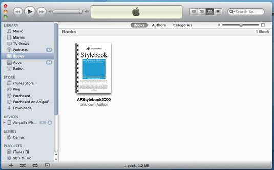 Transfer PDF Files from PC to iPad with iTunes - Click Books from iTunes library