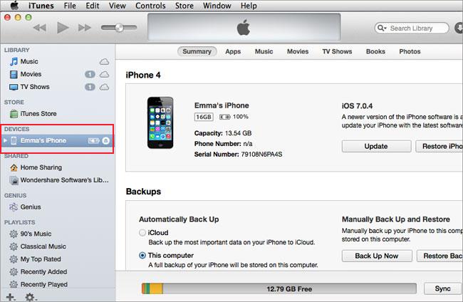 transfer iphone video to mac - itunes step 2