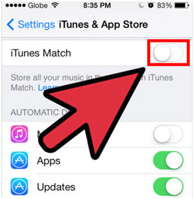 Verwijder liedjes op iphone/ipad/ipod-turn off iTunes match