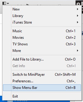 Kopieër afspeelijsten van Ipod naar itunes - Toon menu bar opties