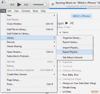 Kopieër afspeelijsten van Ipod naar itunes - export playlist