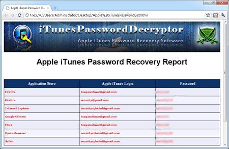 iTunes Back-up Paswoord - Herstelde passwoord list