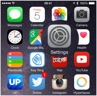 Verplaats muziek van ipod touch naar iTunes - tap instellingen knop
