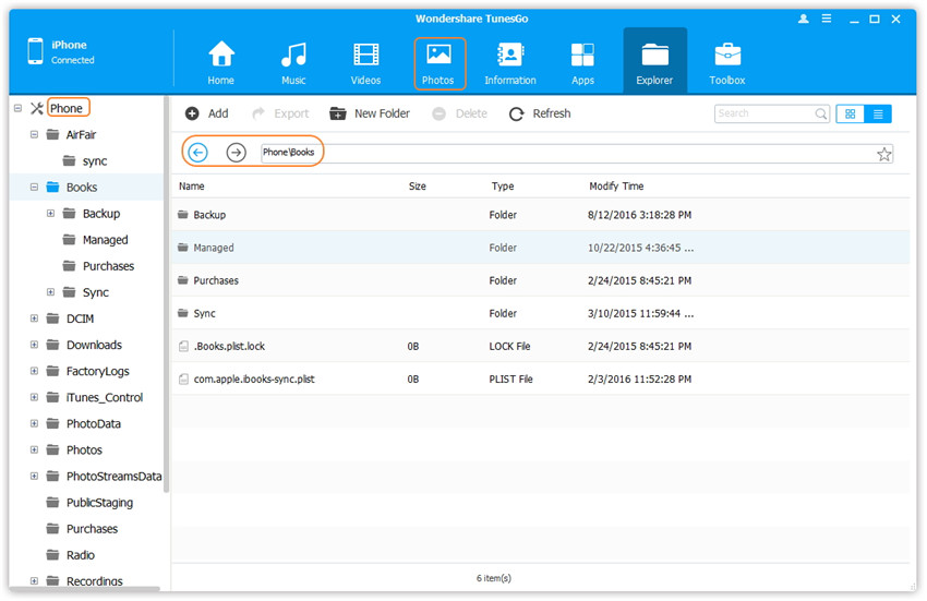 iPhone File Viewer voor Windows en Mac - Kies de File Explorer optie