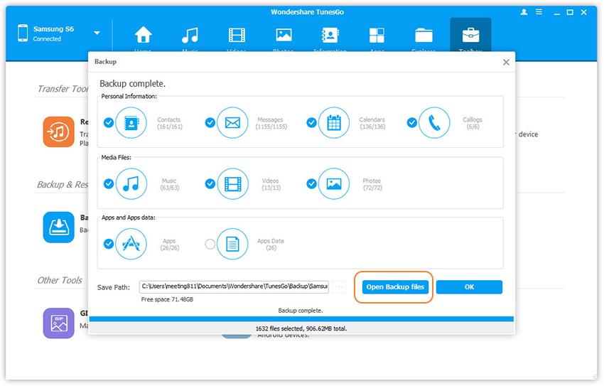 haga click para respaldar un teléfono android en la computadora