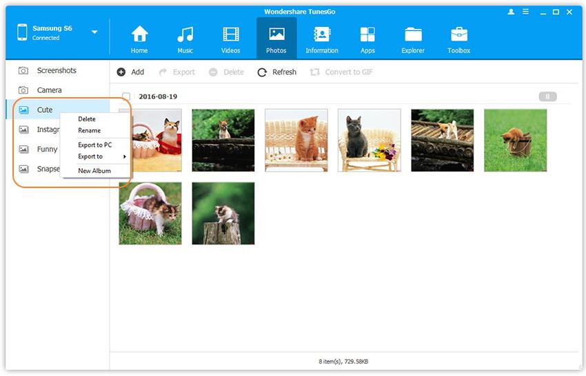 Manage Android Photo Albums