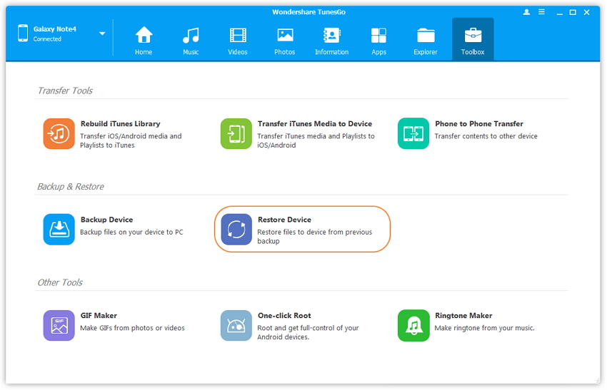 restore Samsung files to Samsung Galaxy S8