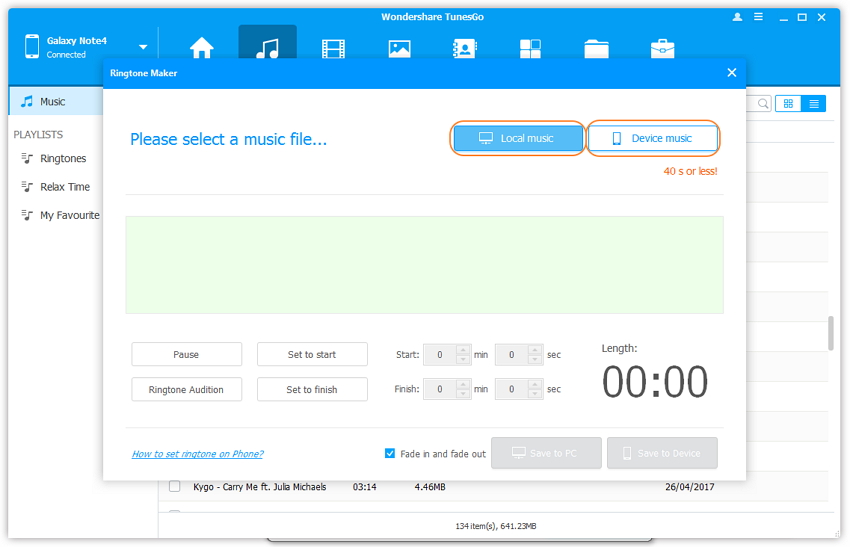 Ringtone Maker for Android - choose local music or device music 