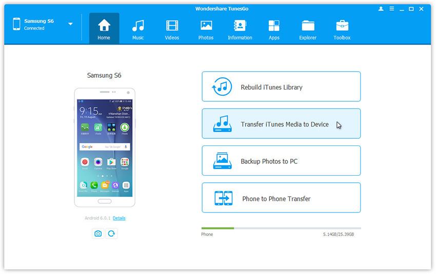 Trasferire iTunes Media per dispositivo