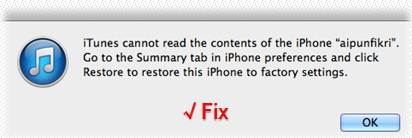Fix iOS/iPod - iTunes can't read the content of your iDevice