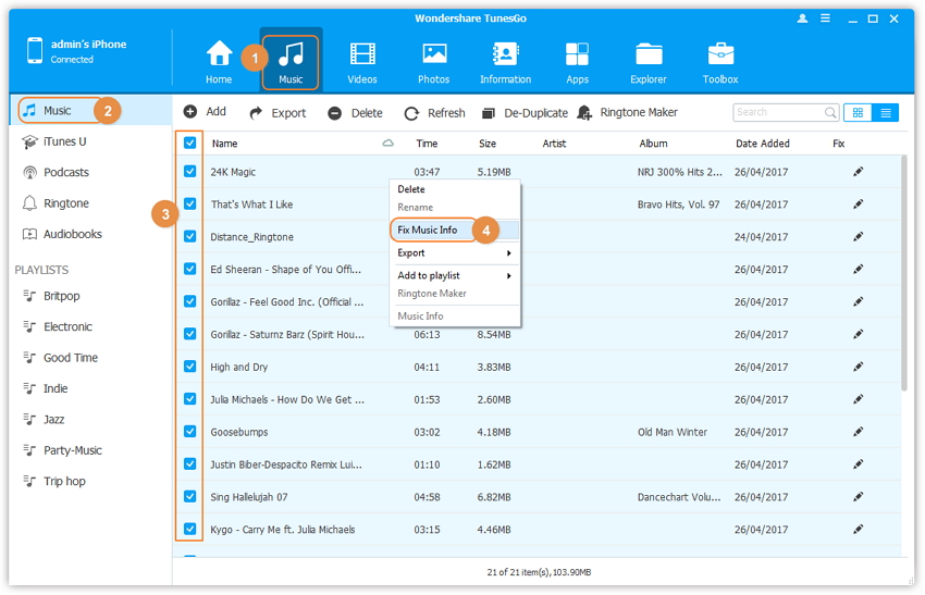 iPhone Music Manger & Transfer: Export/Import/Delete/Fix Music on iPhone with TunesGo