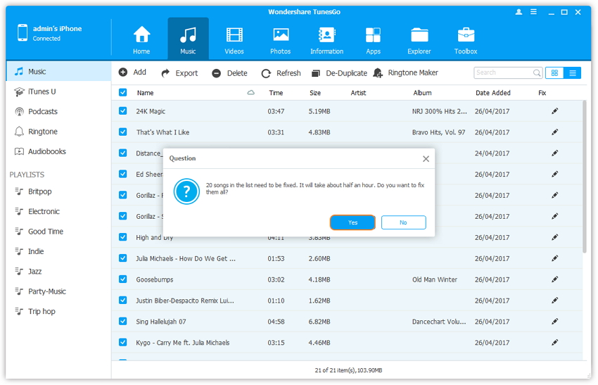 Automatically Fix Music ID3 Info in Batch - confirm to fix ID3