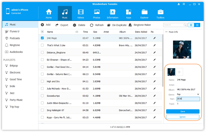 Manully Fix Music ID3 Info for One Song - 2