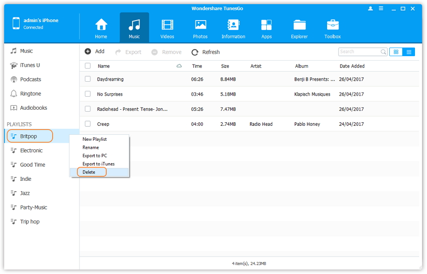 Manage Music Playlists on iDevice - Remove A Playlist on iPhone/iPad/iPod-1