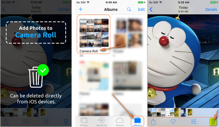 add photos to iphone camera roll