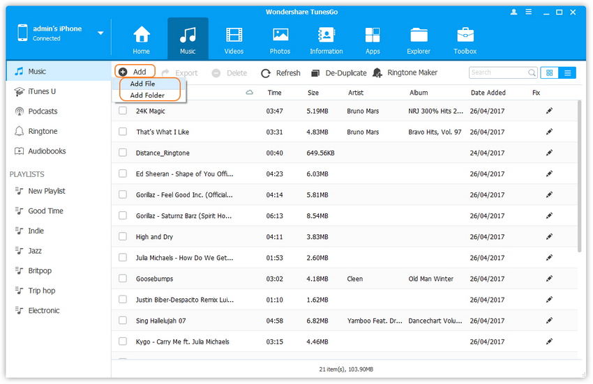 Transferir canciones del iPhone a la PC sin iTunes