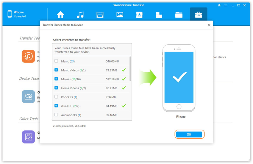 Transfer iTunes Media to Device - Transfer media contents to your iDevice