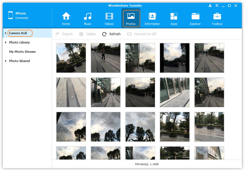 backup camera roll photos to pc