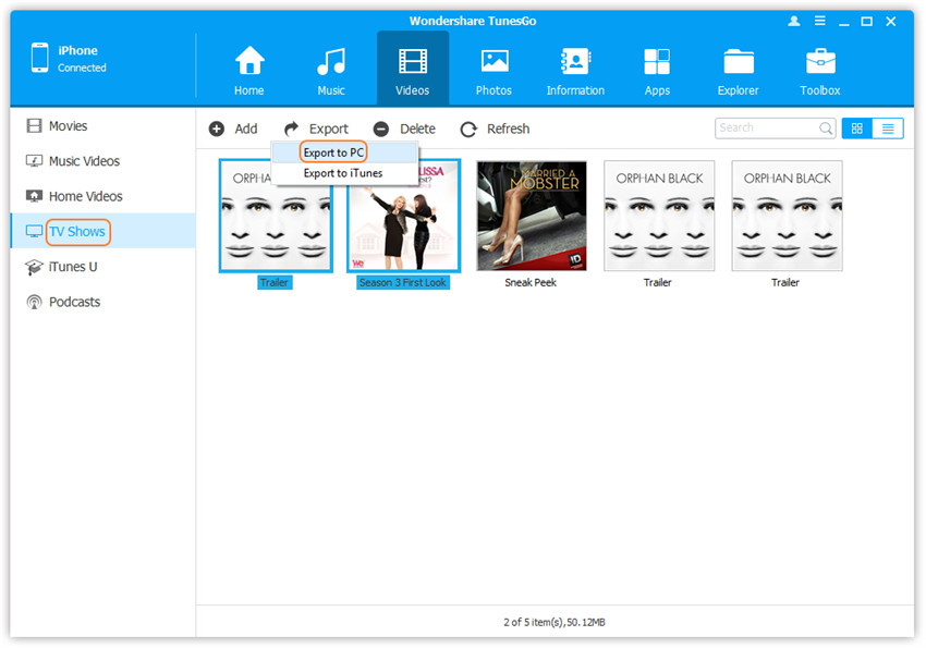 Transfer videos from iPhone/iPad/iPod to Computer - transfer TV Shows to your computer