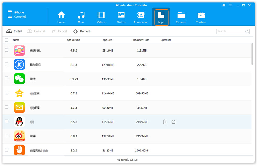 TunesGo User Interface - Information