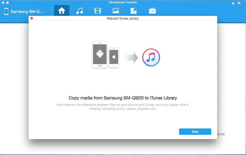 Start to Transfer Android Music to Mac iTunes